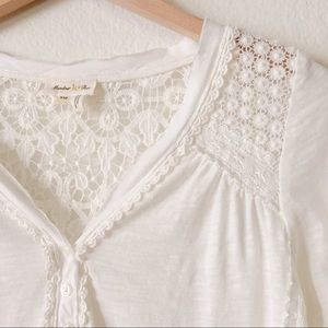 Anthropologie Meadow Rue  Lace Insert Cotton Top